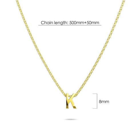 Initials Brick Alphabet Letter Necklace Gold Layered Steel Jewellery